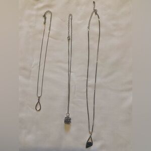 Lot of 3 Costume Jewelry Necklaces Silver-tone